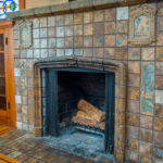 Close up view of the Batchelder fireplace